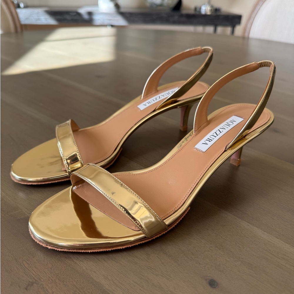 Aquazzura So Nude 50MM Gold Slingback Sandals